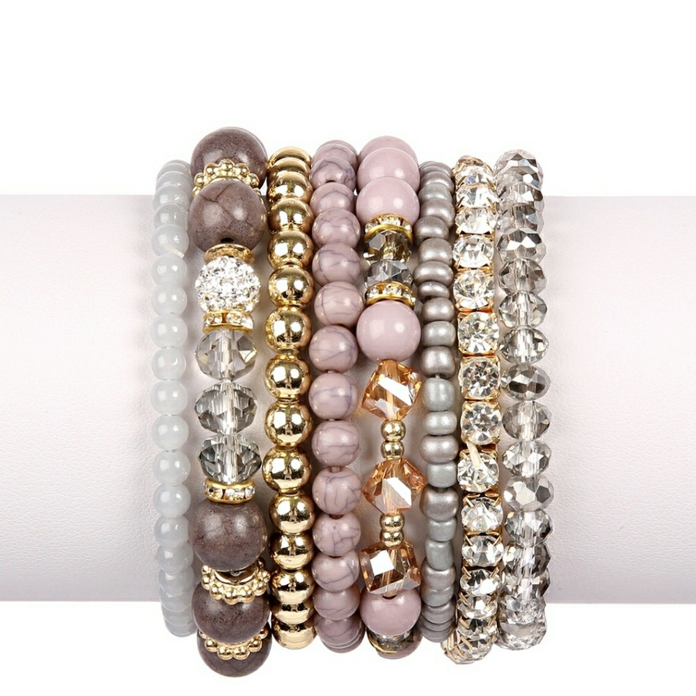 GRAY GLAM MULTIBEADED BRACELETS
